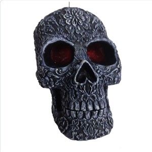 Skull Bleeding Candle Blue Texture Goth Halloween Bleeds Red Large Decor…